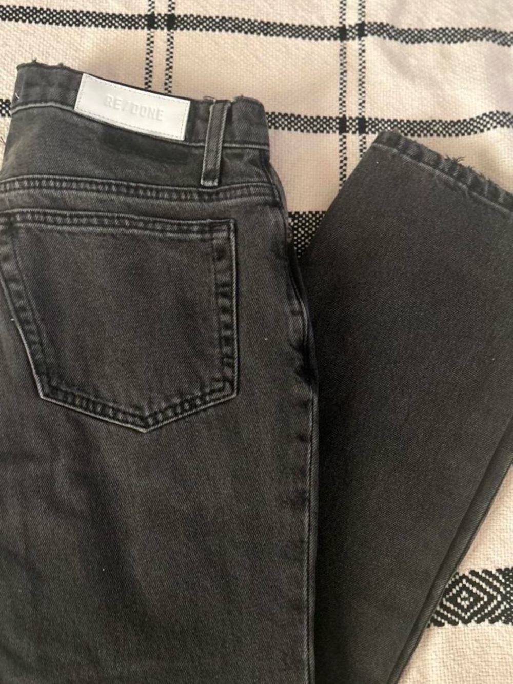 Re/Done size 27 High-Rise Straight Leg Jeans in Washed Black